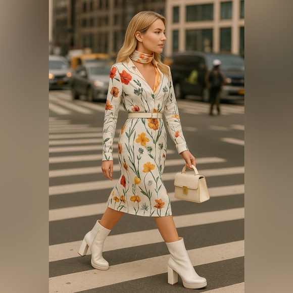 Guess BYRA Women’s Platform Block Heel Ankle Boots Ivory Patent, Size 6M NIB - Picture 2 of 11